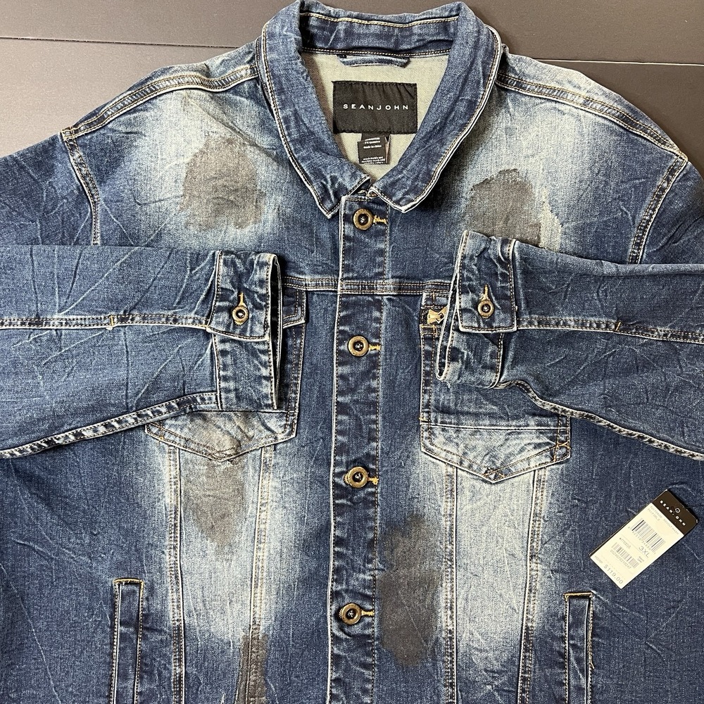 Sean John Jean Jacket Men's 3XL Medium Wash NWT‎ Y2K Designer Hiphop Retail $119
